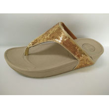 Ladies Golden Sandals Shoes, Leisure Slippers